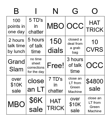 B I N G O Bingo Card