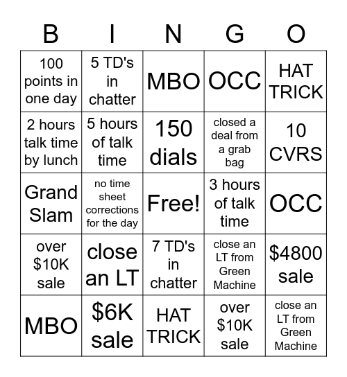 B I N G O Bingo Card