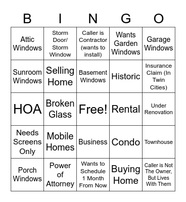 Qualifying Bingo Card
