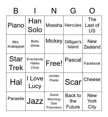 TV shows and Movies-11 Bingo Card