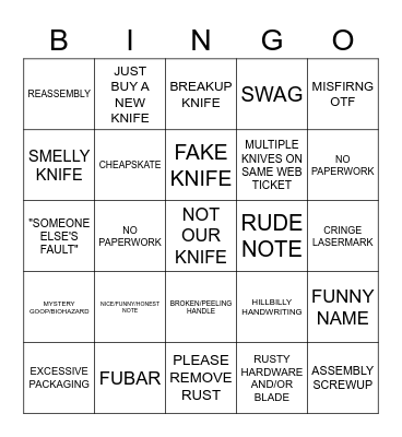PRODUCT SERVICES Bingo Card