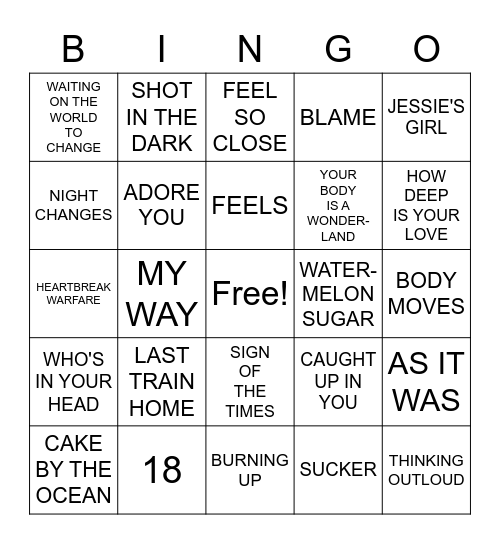 ROUND 1- TAYLOR'S EXES Bingo Card