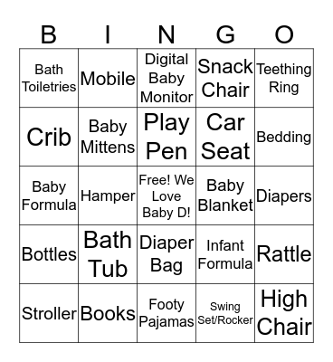 BABY SHOWER BINGO Card