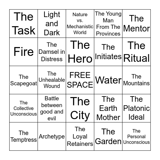 Archetype Bingo! Bingo Card