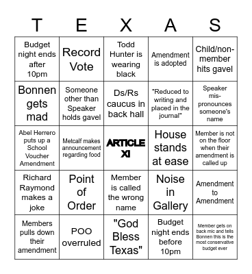 BUDGET BINGO Card