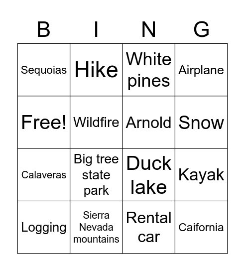 Virtual Arnold Bingo Card