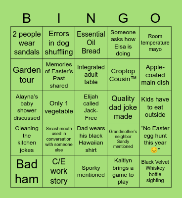 We Found Eggs in a Yolkless Place Bingo Card