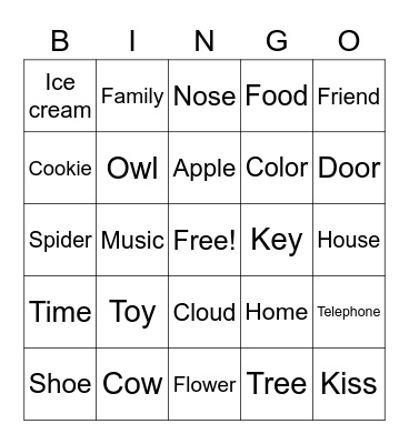 English Bingo! Bingo Card