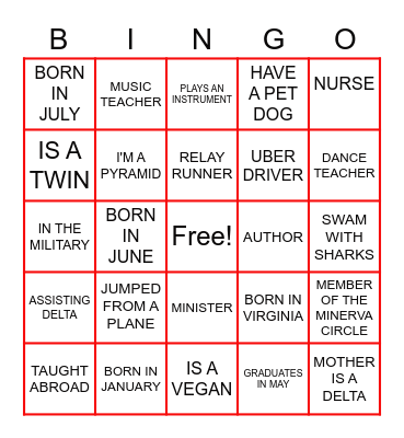 GETTING TO KNOW YOU Bingo Card