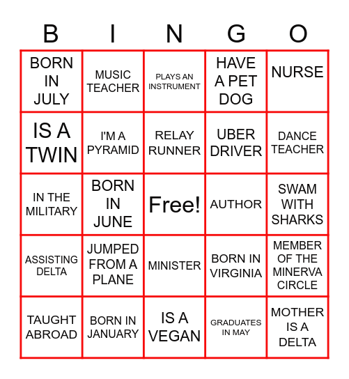 GETTING TO KNOW YOU Bingo Card