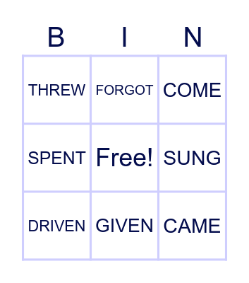 IRREGULAR VERBS Bingo Card