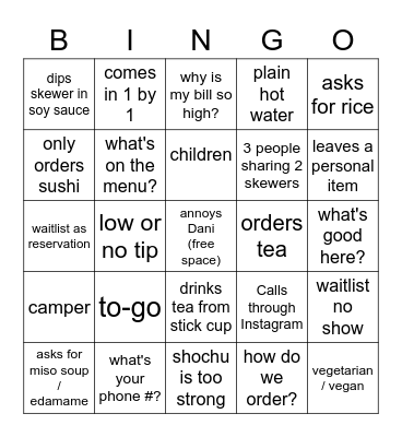 Moku Bingo Card