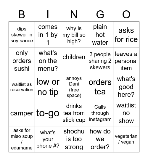 Moku Bingo Card