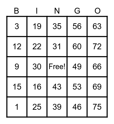 SMO BINGO ROYALE Bingo Card