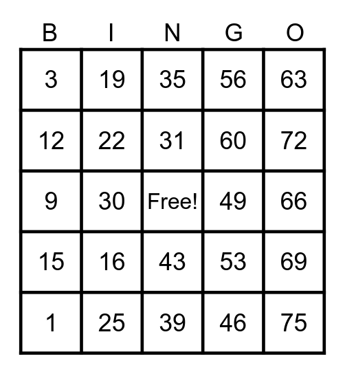 SMO BINGO ROYALE Bingo Card