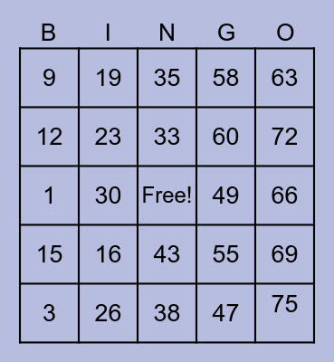 SMO BINGO ROYALE Bingo Card