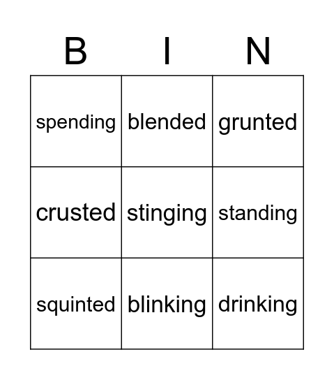 Nonsense Words Bingo Card