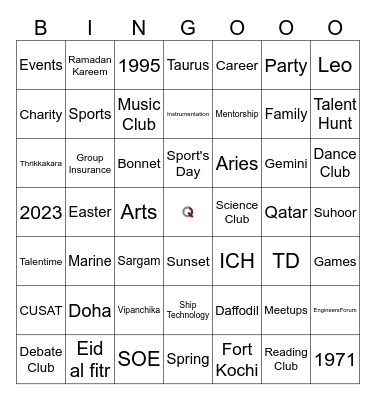 CUBA Celebrates Suhoor Easter '23 Bingo Card