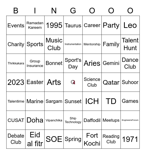 CUBA Celebrates Suhoor Easter '23 Bingo Card
