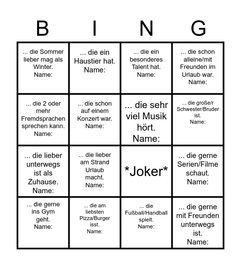 GET TO KNOW - BINGO Card