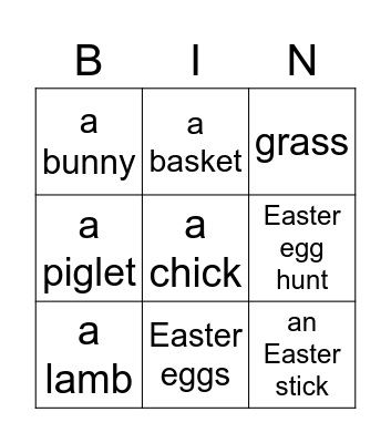 Esater Bingo Card