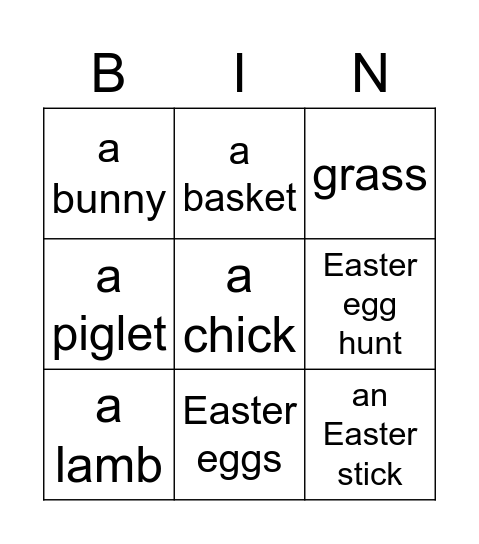 Esater Bingo Card