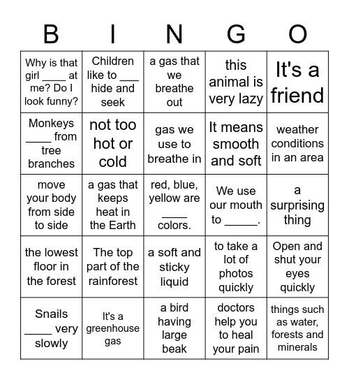 UNIT 8 VOCAB REVIEW Bingo Card