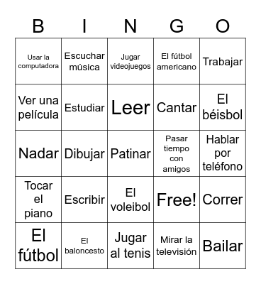 Los pasatiempos Bingo Card