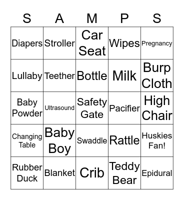 Grayson's Baby Needs Bingo Card