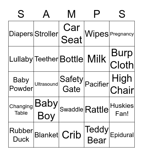 Grayson's Baby Needs Bingo Card