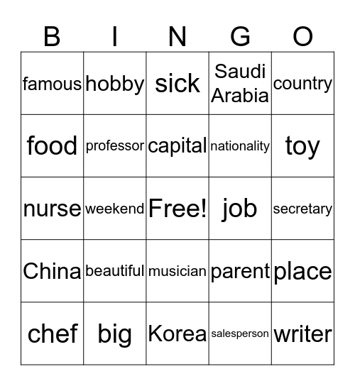 Making Friends Bingo Card