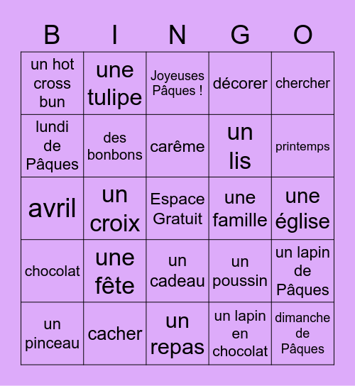 Joyeuses Pâques ! Bingo Card