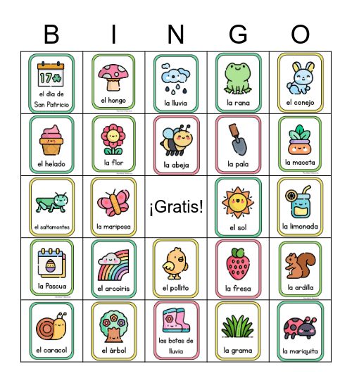 La primavera Bingo Card