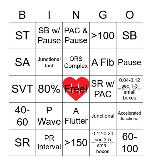 EKG BINGO DAY 1 Bingo Card