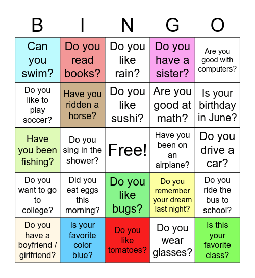 B I N G O Bingo Card