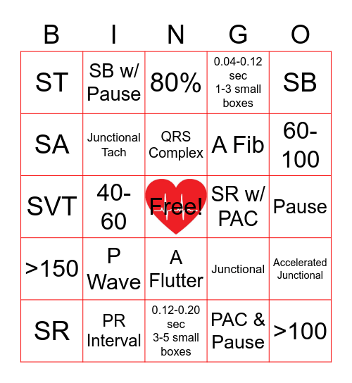 EKG BINGO DAY 1 Bingo Card