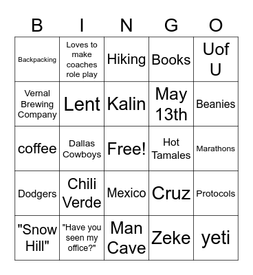 Jayme Bingo Card