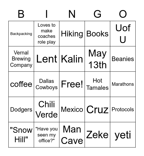 Jayme Bingo Card