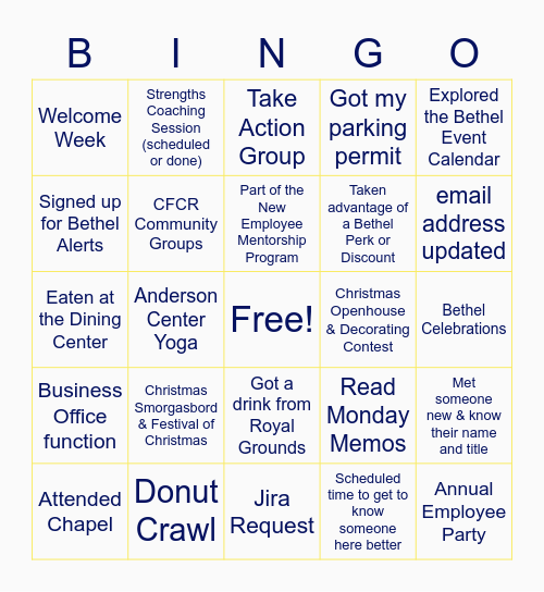 Bethel Bingo Card
