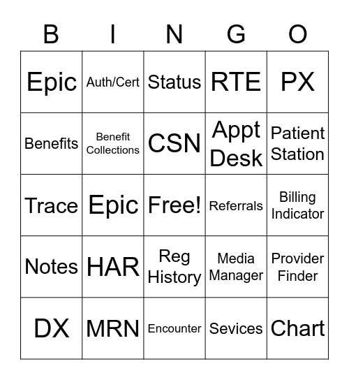 PATIENT ACCESS WEEK Epic Bingo Card