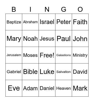 Christianity bingo Card