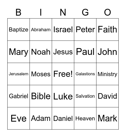 Christianity bingo Card