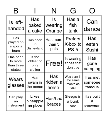 Icebreaker Bingo: Find Someone Who Bingo Card