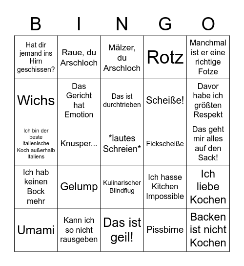 Kitchen Impossible BINGO-Night Bingo Card