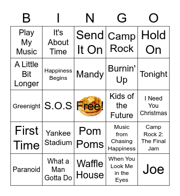 Jonas Brothers Bingo Card
