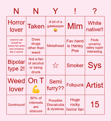 JOHNNY Bingo Card