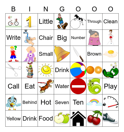 SIGHT WORD BINGO Card