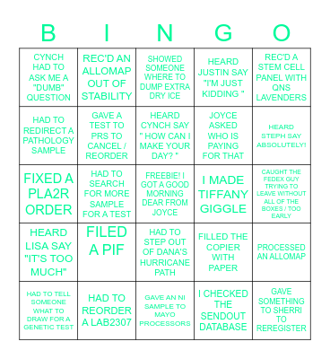 MUSC REFERRAL TESTING LAB WEEK 2023 Bingo Card