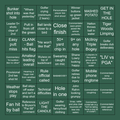 Masters Bingo 2023 Bingo Card