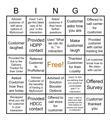 LTSA Incentive! Bingo Card